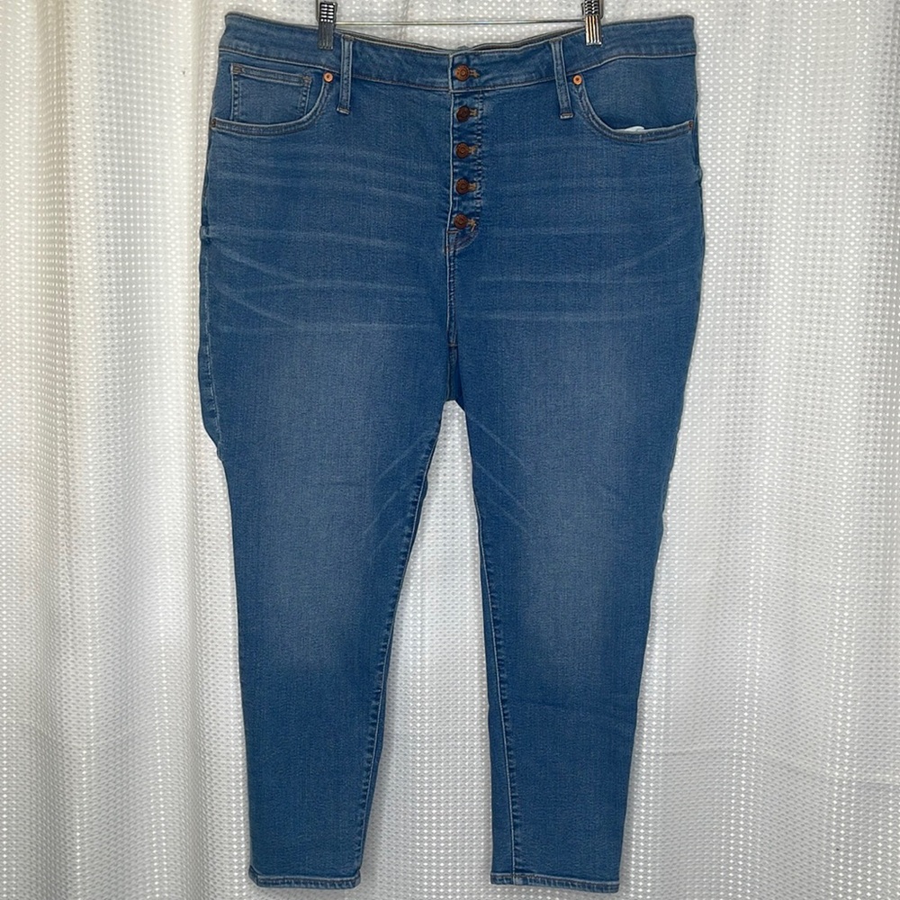 Madewell 9” Mid-Rise Skinny Crop Jeans Button Fly Stretch NWT Plus Sz 36